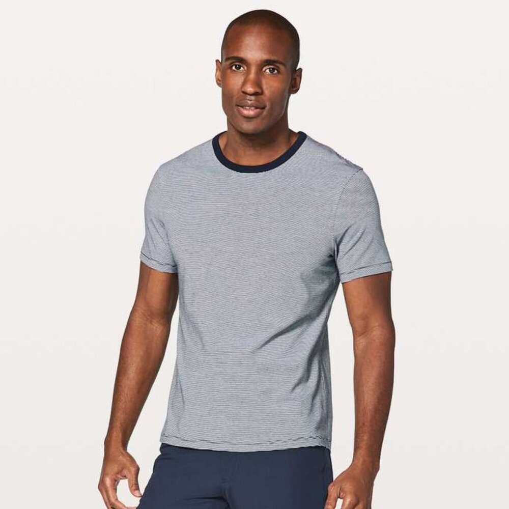 Lululemon Men's 5 Year Basic Tee - Navy/White Stripe